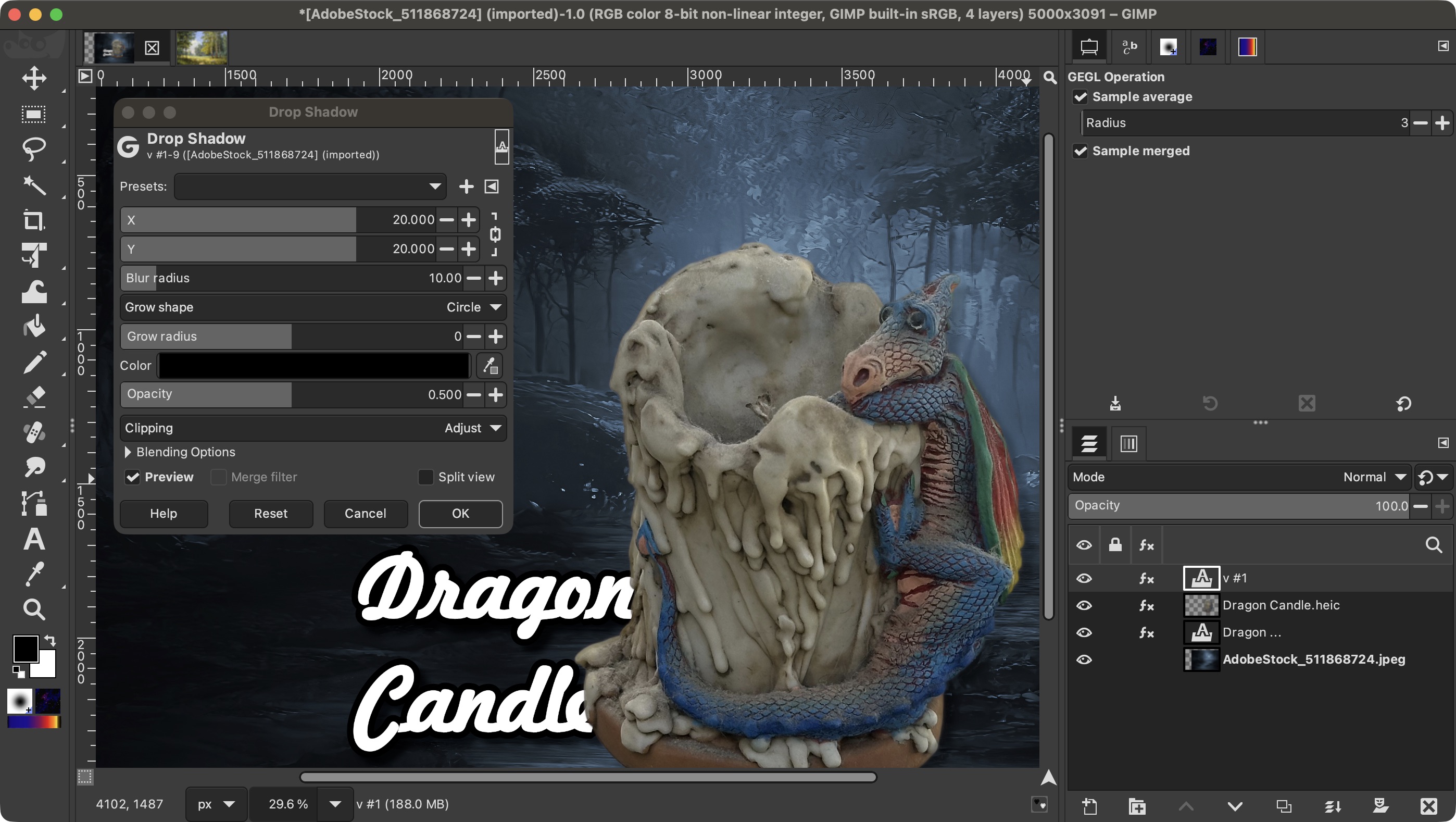 Using Gimp with the PhotoGimp overlay to transform the software into a Photoshop lookalike