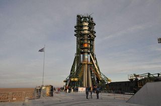 Soyuz Launch Vehicle Rollout to the Launch Pad, Nov. 23, 2013