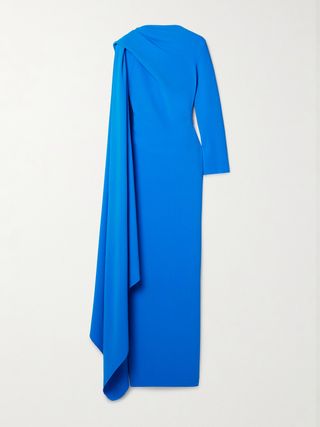 Lydia Asymmetric Draped Crepe Gown