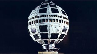 Image of the Telstar 1 satellite. Telstar was launched by NASA on July 10, 1962, from Cape Canaveral, Fla., and was the first privately sponsored space-faring mission. Two days later, it relayed the world's first transatlantic television signal, from Andover Earth Station, Maine, to the Pleumeur-Bodou Telecom Center, Brittany, France.