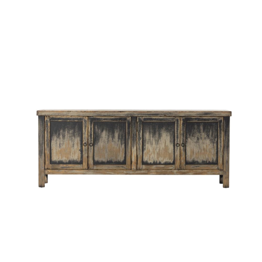 Rustic black wooden media console unit