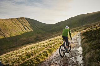 Male cyclist riding off-road