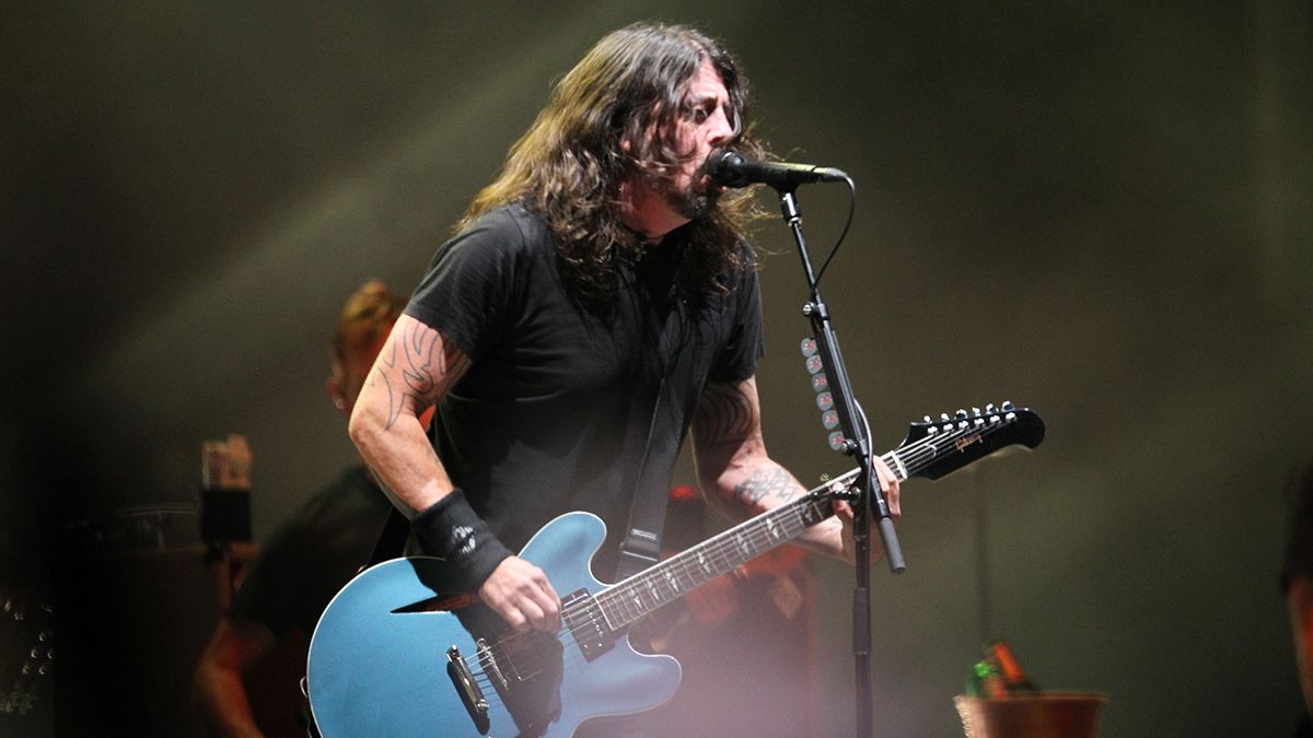 Foo Fighters performing on their long awaited first UK gig since