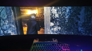 Asus PG49WCD OLED running Resident Evil 4 remake