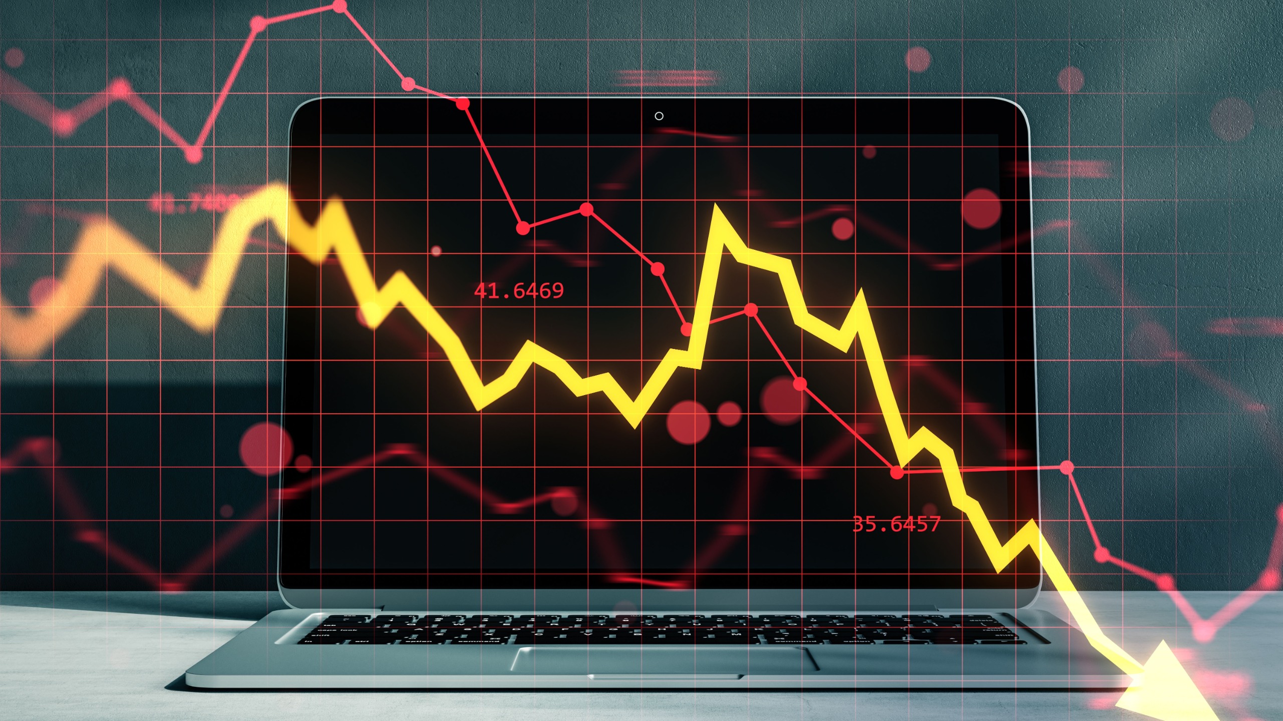 Illustration of a downward graph.