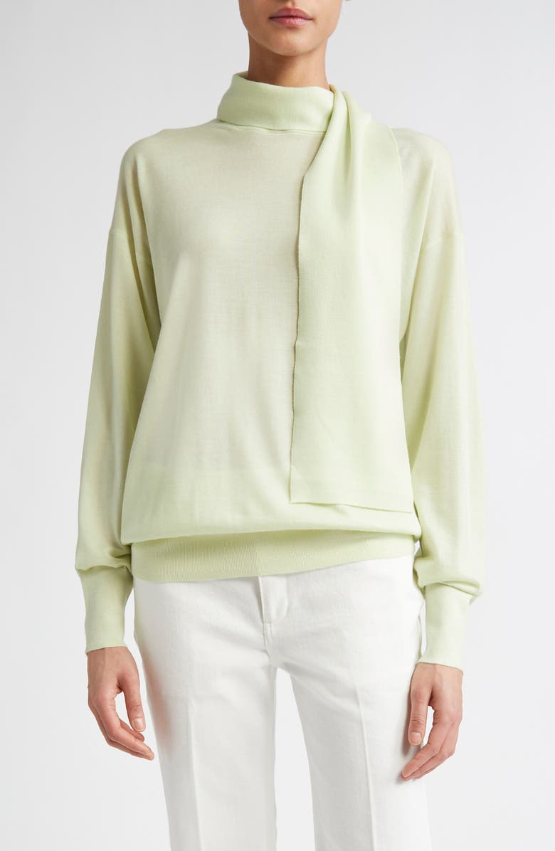 Draped Scarf Cashmere Sweater