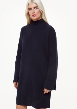 Navy Petite Amelia Wool Knitted Dress