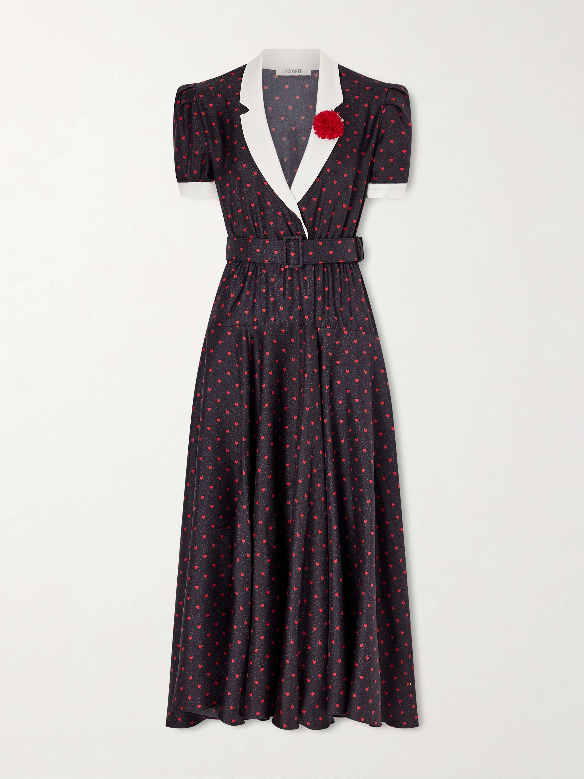 Belted Printed Silk-Twill Gown