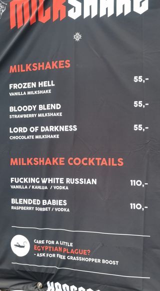 A milkshake menu at Copenhell