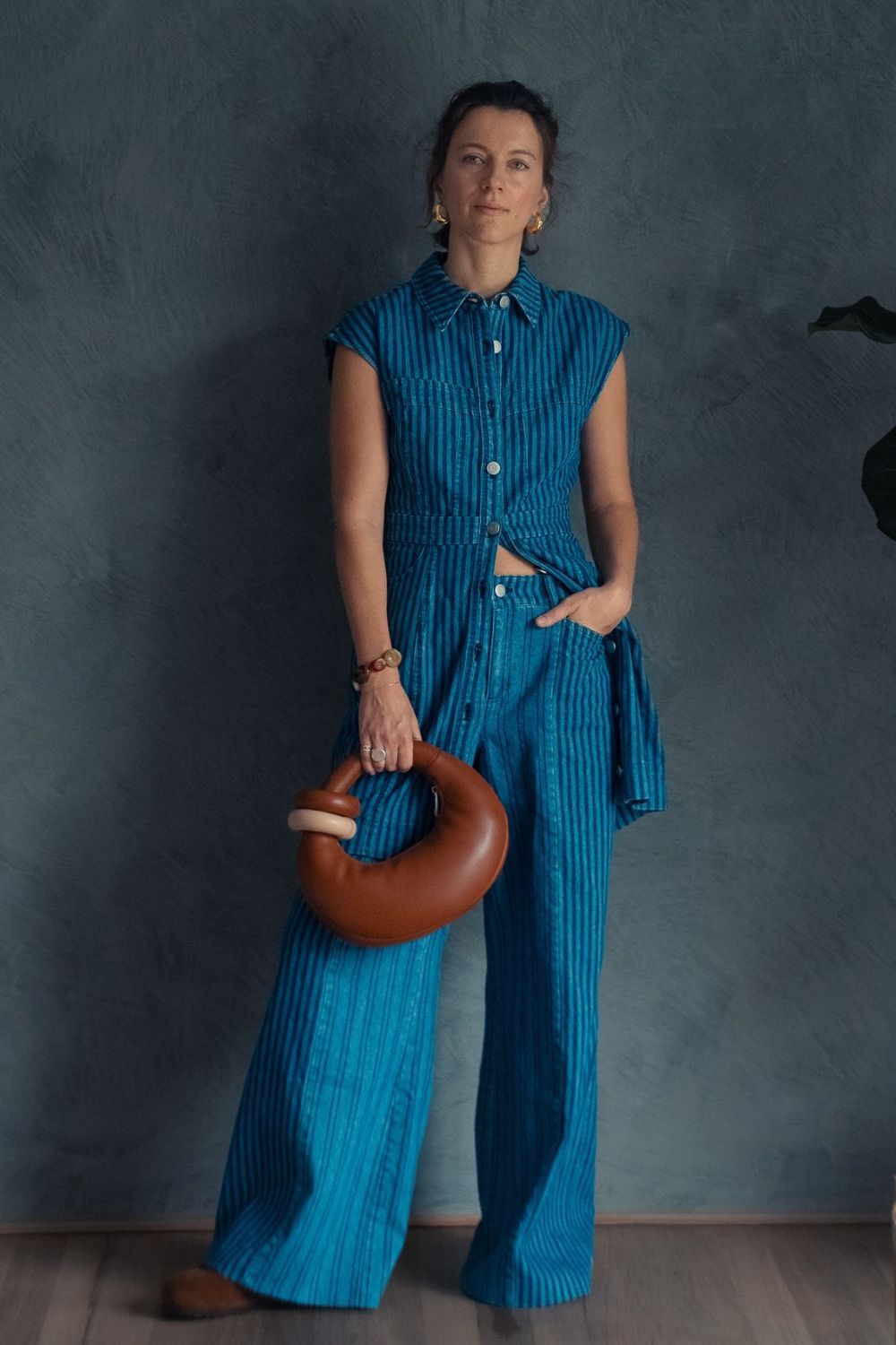 Penny Goldstone at LFW SS24 in Denim co-ord