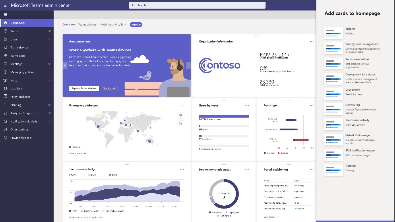 Microsoft Teams dashboard customization