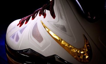 A close-up of the Nike swoosh on the new LeBron X