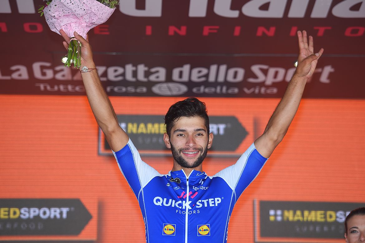 Fernando Gaviria on the Giro d'Italia's stage 13 podium