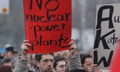 Protesters demand Germany's older nuclear plants shut after Japan's situation.
