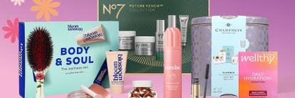 Boots products on a pink background