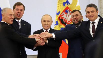 Putin with leaders of four Ukrainian separatist regions at the Kremlin on 30 September 2022