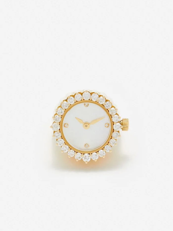 Anillo Reloj El reloj Diamantes Oro amarillo