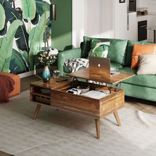 George Oliver Grossi Coffee Table in green decorated living room