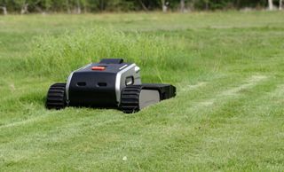 Lymow One lawnbot mowing some grass