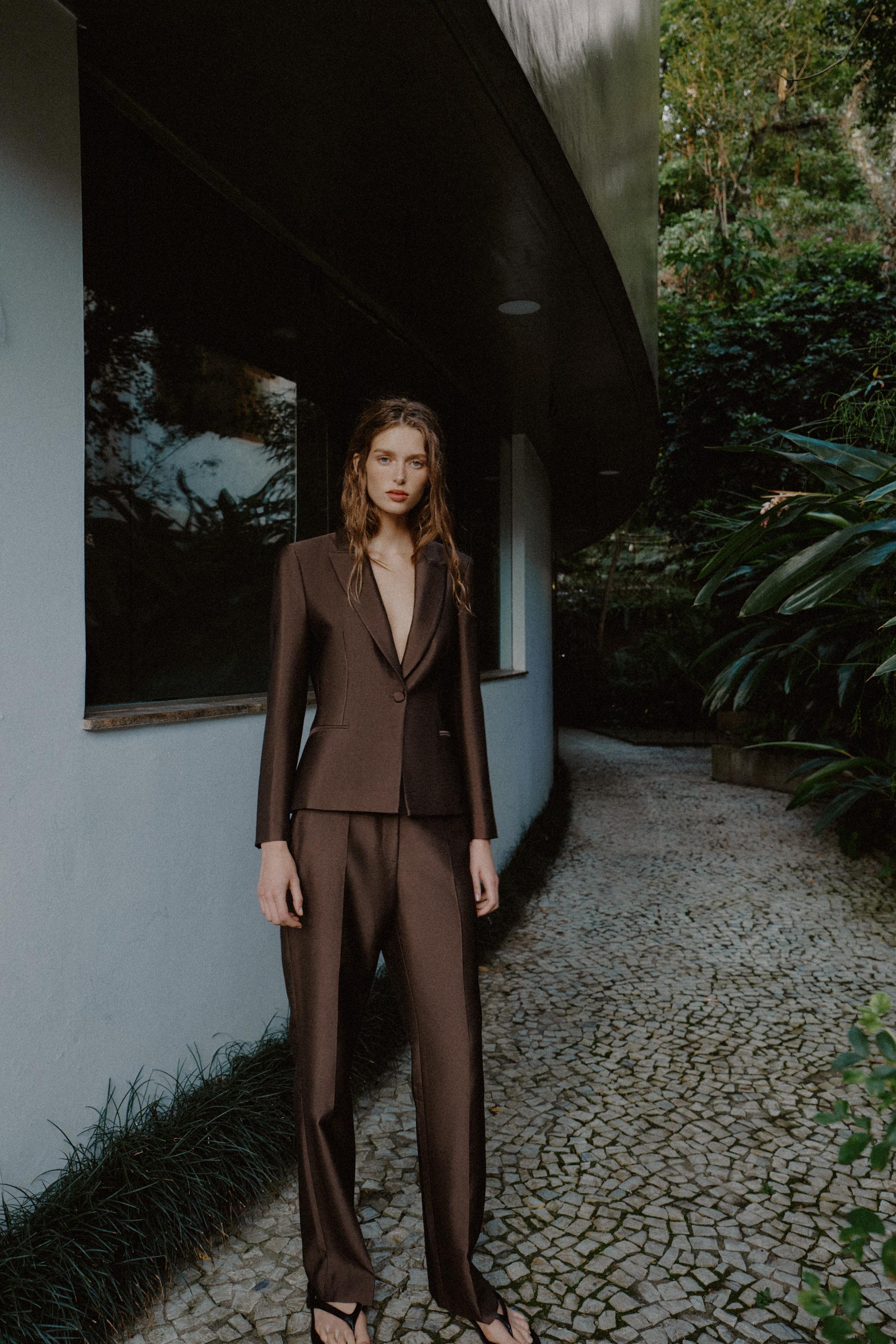 satin effect tailored blazer