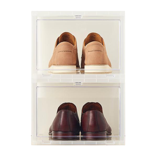Pair of clear shoe storage boxes