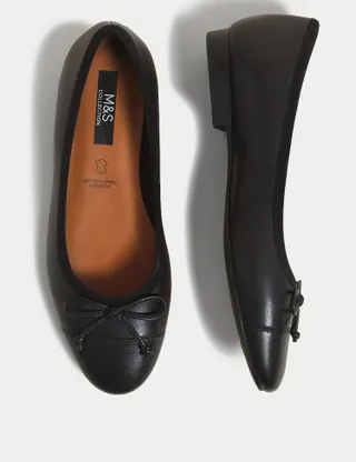 M&S Collection, Leather Bow Ballet Pumps