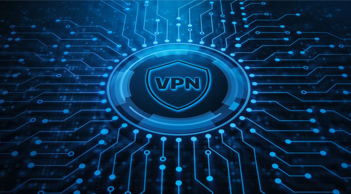 Illustration of the word VPN on a circuit board