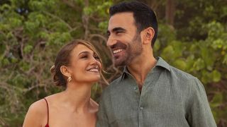 Office Romance. (L-R) Jennifer Lopez as Jackie Cruz and Brett Goldstein as Daniel Blanchflower in Office Romance.
