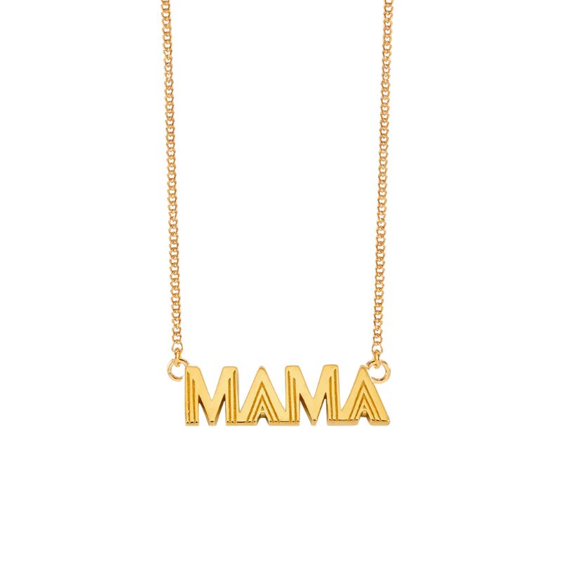 A cutout of a gold Rachel Jackson Mama necklace
