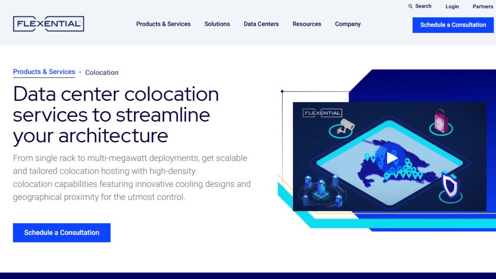 Website screenshot of Flexential (August, 2025)