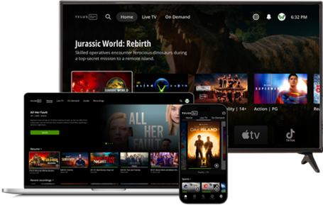 Screens showing the Telus TV+ service