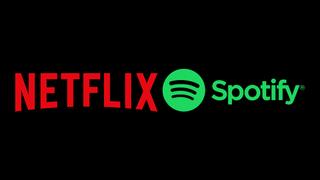 Netflix and Spotify logos on a black background