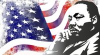 Martin Luther King Jr illustration with American flag