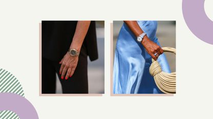 two street style shots of best Rolex watches for women