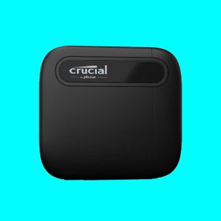 Crucial X6 external SSD on colourful background