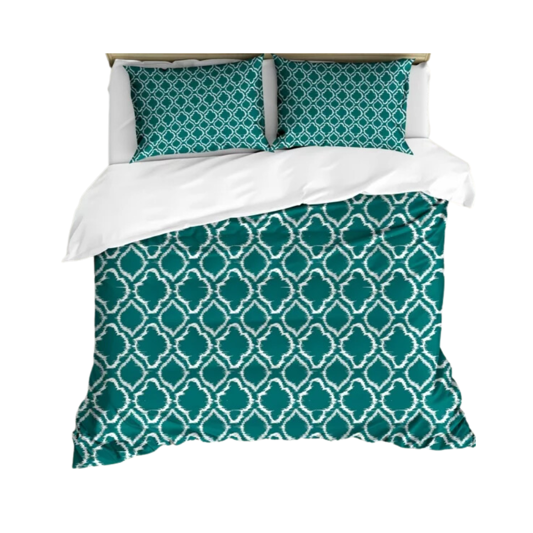 Moroccan inspired teal duvet cover set