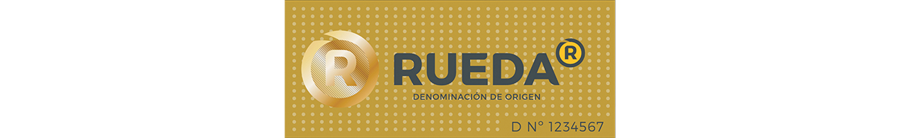 Rueda logo with gold background
