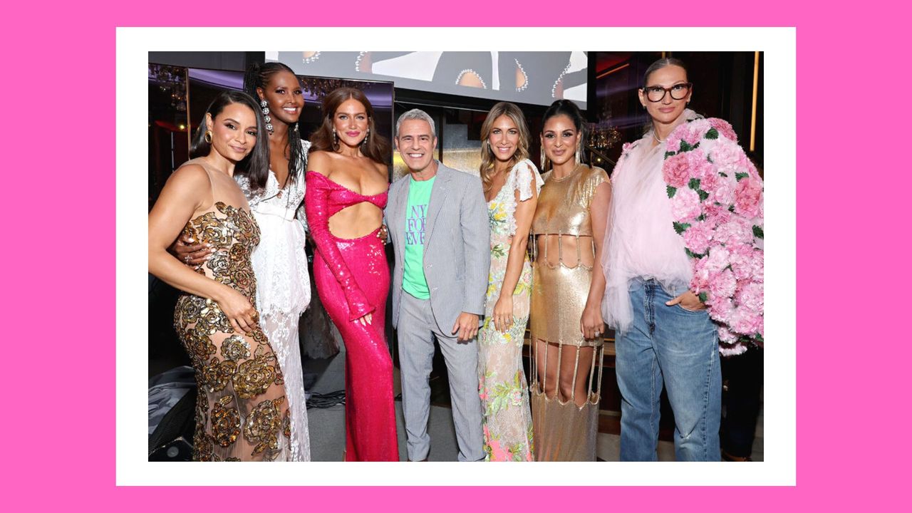 The RHONY season 14 cast. Season 14 Premiere Event -- Pictured: (l-r) Sai De Silva, Ubah Hassan, Brynn Whitfield, Andy Cohen, Erin Lichy, Jessel Taank, Jenna Lyons at The Rainbow Room on July 12, 2023