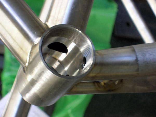 The bottom-bracket threads are machines after welding, to prevent warping of the shell caused by welding that causes bike shops to have to chase threads before installing a bottom bracket.