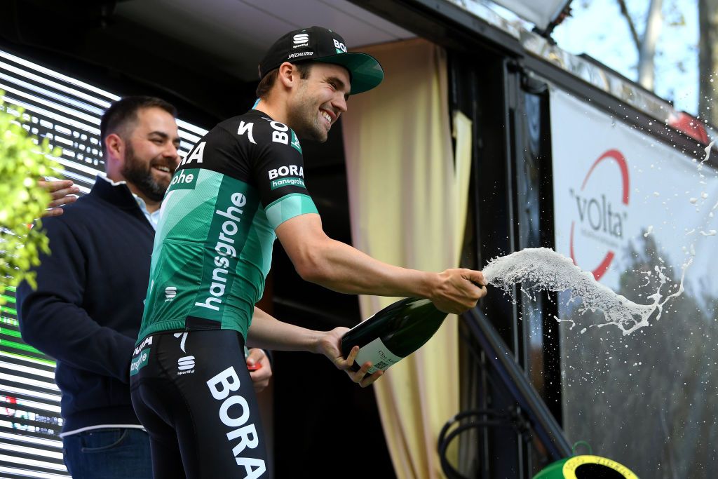 Maximilian Schachmann (Bora-Hansgrohe) celebrates the win