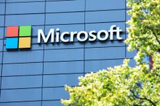 Microsoft sign attached to a building