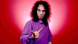 Ronnie James Dio posing for a photo in the 1980s