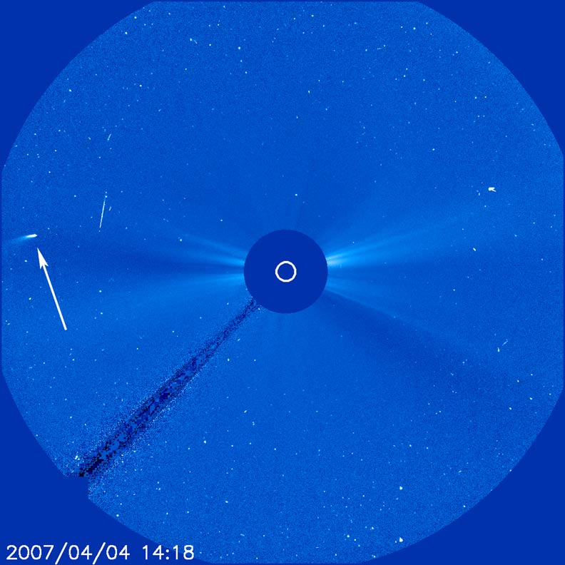 This view of comet Machholz was recorded by the SOHO space telescope in 2007.