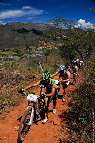Riders dismount as part of the technical parcours.