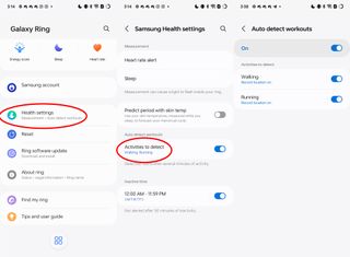 How to toggle automatic workout detection on a Samsung Galaxy Ring