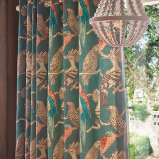 Blue curtains with animal print pattern
