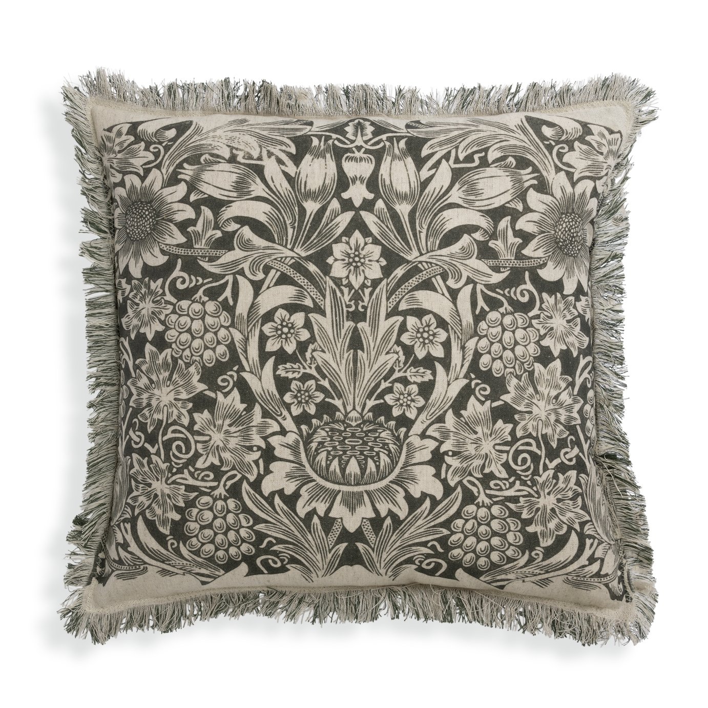 Habitat X Morris &amp;amp; Co. Sunflower Woodblock Cushion - Grey
