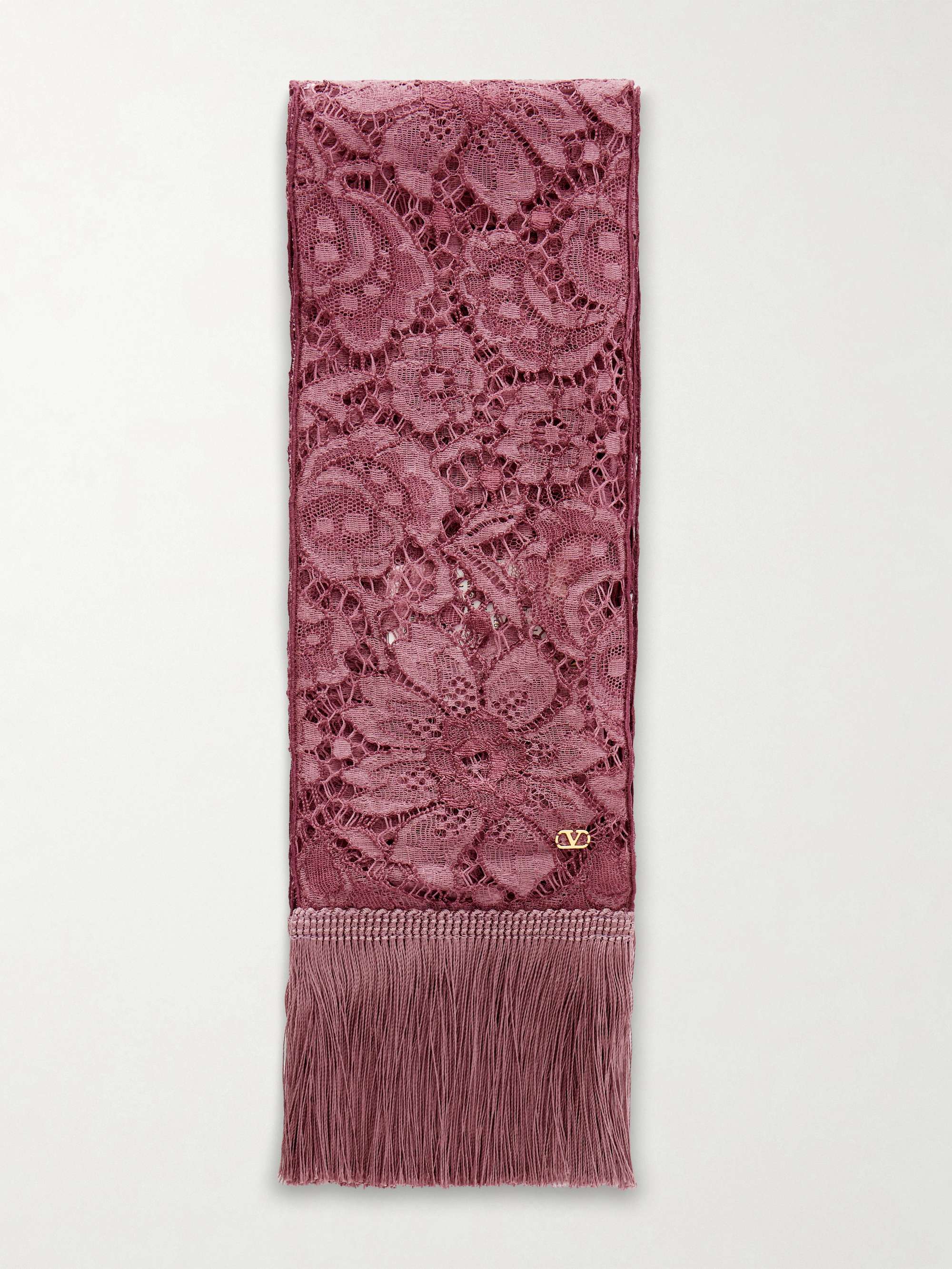 Embroidered Fringed Silk Crocheted Scarf