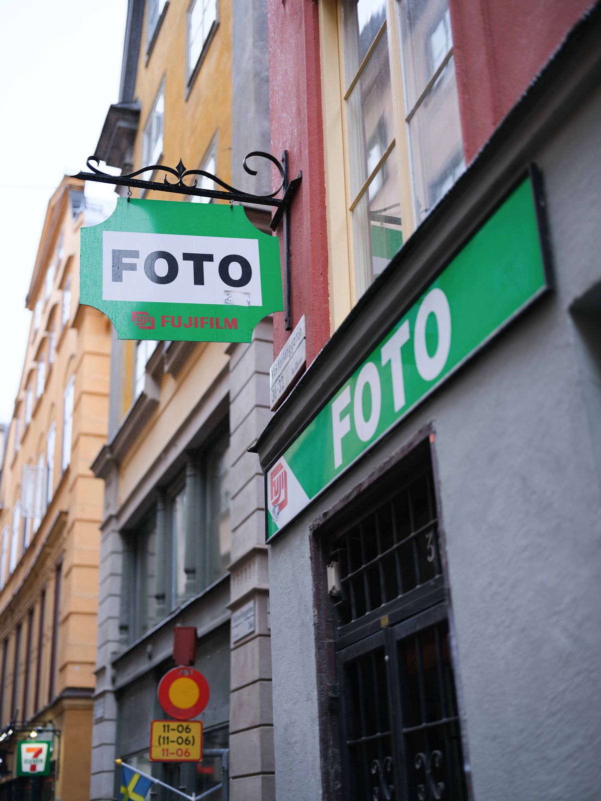 Old Fujifilm sign outside a shop