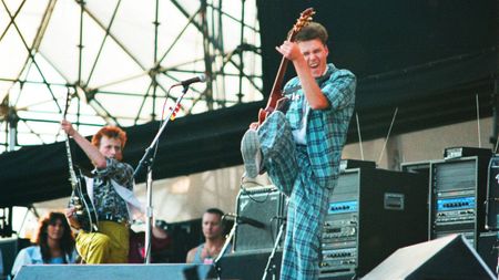  Bruce Watson and Stuart Adamson of Big Country perform live on stage at Knebworth Park on June 9th, 1986 at Knebworth in Hertfordshire, United Kingdom